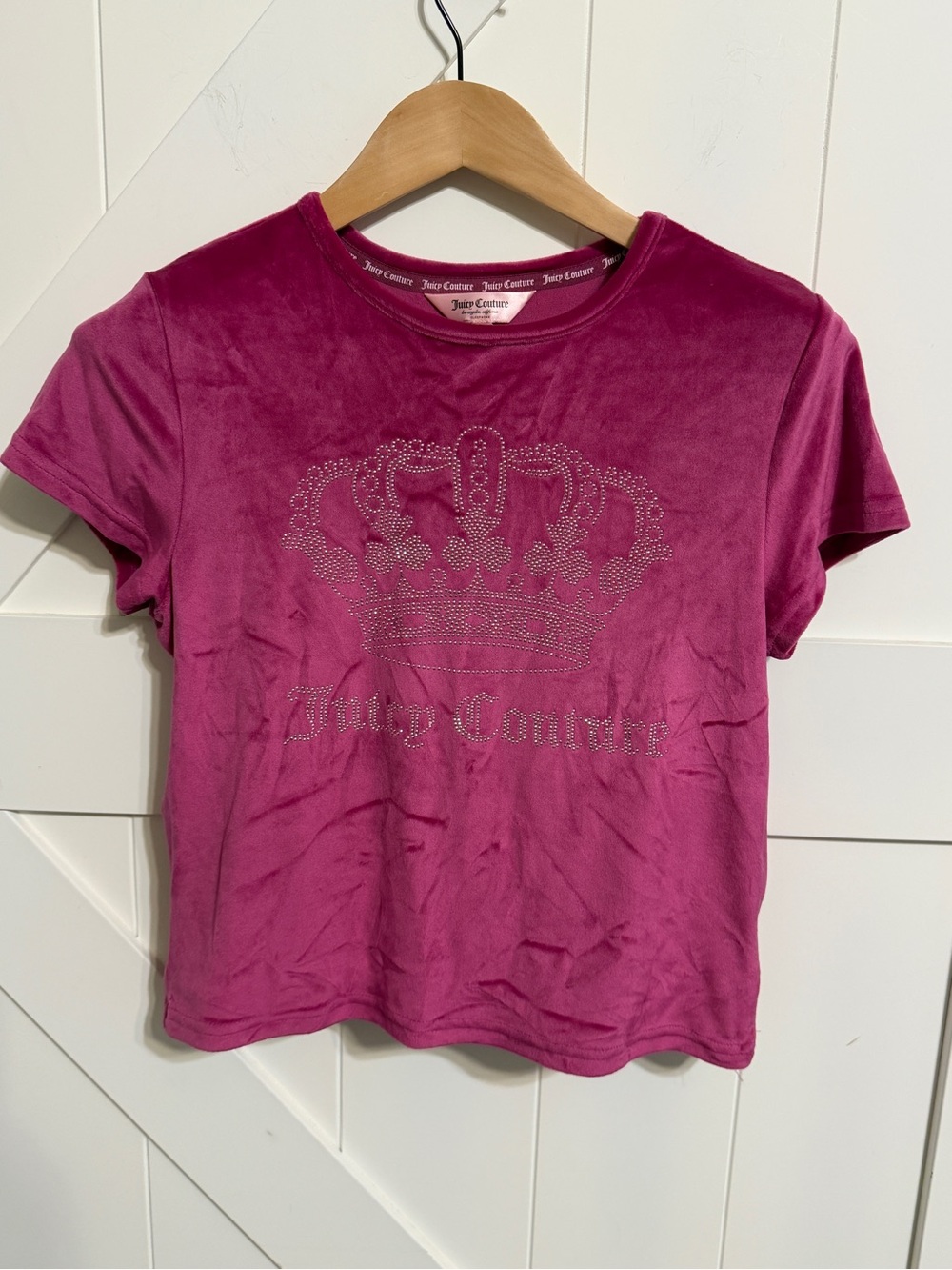 Juicy Couture Fuchsia Velvet Crown Tee PJ top Women’s Large